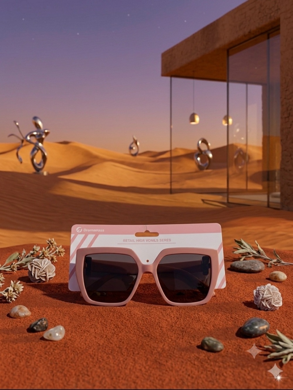 Chunky Square Sunglasses in Soft Pink